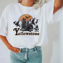 T-Shirt Short Sleeve Graphic T-Shirt Cotton Wounisex's Boho Tops Wounisex Camping Hiking T-Shirt  Sunset Western Vintage Tr S įvairiaspalvis