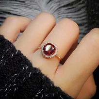 European & American Fashion Gemstone Ruby Ring - Simple Luxury, Adjustable, TikTok Trend Adjustable Open Size