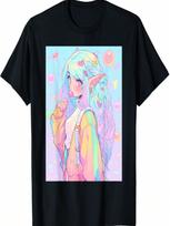 Anime Girl Pastel Kawaii Waifu Elves Girl T-Shirt S įvairiaspalvis