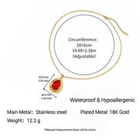 18K Gold-Plated Ruby & Titanium Stainless Steel Adjustable Bohemian Necklace for Women rubinas