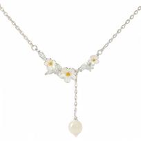 S999 Sterling Silver Jasmine Flower Clavicle Necklace - Elegant Light Luxury Gift for Girlfriend or Best Friend Sterling Silver