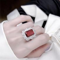 High-End European Ruby Jewelry Set: Earrings, Necklace & Collarbone Chain in Luxurious Pigeon Blood Red for Women