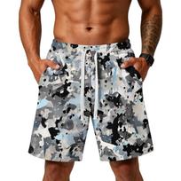 Men’s Loose Fit Camouflage Print Athletic Training Gym Beach Shorts with Drawstring Waist and Side Pockets for Everyday Activities XXL