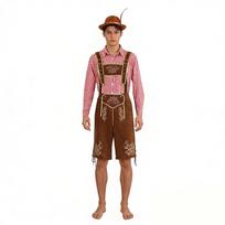 Traditional Oktoberfest Lederhosen Costume with Embroidered Suspenders and Adjustable Waist for Adult Men Suitable for Festival and Performance Wear M ruda