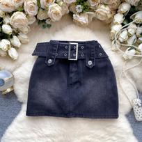 Hot Girl Fashion Sexy Mini Jean Skirt Women Gothic Y2k Patchwork Denim Skirts Female American Vintage A-Line Design Skirt New S mėlyna