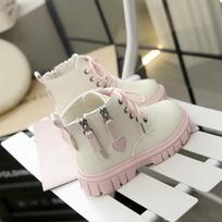 Kids' Sweet Side-Zip Leather Boots - Autumn/Winter Martin-Style, Soft Sole for Girls Batch of 60 pairs, sizes 26-31 rožinė