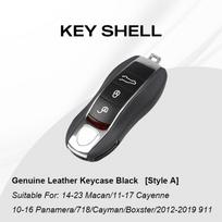 For Porsche Taycan Cayenne Panamera 911 Macan 718 Boxster Cayman Genuine Leather  Keys Case Keycase Cover Shell Keychain Replace