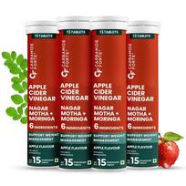 Carbamide Forte ACV Apple Cider Vinegar Effervescent  15 Tablets  X Pack of 4 with Moringa & Cinnamon for Weight Management