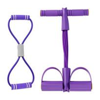 Pedal Resistance Band with Handle 6-Tube Pedal Ankle Puller Elastic Sit-up Pull Rope Men Women Yoga Pedal Workout Band Exercise Equipment violetinė