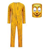Cartoon Tung Tung Tung Sahur Costume Kids Long Sleeve Bodysuits Children Stage Performance Halloween Carnival Jumpsuit Mask Sets 110cm(Kids 3-4Years)