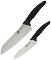 Zwilling Twin Fin L Knife Set in Includes Santoku Knife and Small Knife Stainless dishwasher Made in Seki Gifu Japanese Multi-Purpose/Petty 2-Piece juoda