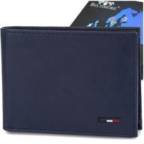 Portfel Skórzany Męski Mały Poziomy Z Flagą Granatowy Rfid Beltimore D54