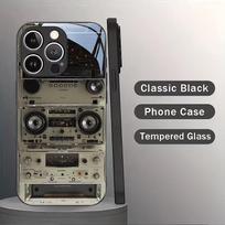 Retro Phone Case For iPhone 17 16 16e 15 14 13 12 Mini 11 Air Pro XS Max XR Plus Glass Silicone Frame Back Cover Cassette Player iPhone 12