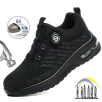 Lightweight Men's Safety Work Sneakers with Air Cushion and Steel Toe Anti - smash 39 juoda