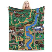 Stardew Valley Town Map Blankets Soft Warm Flannel Throw Blanket Bedding for Bed Living room Picnic Travel Home Sofa 75cmx90cm