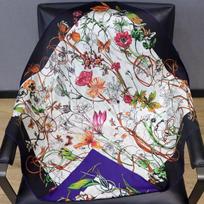 Flower branch teng vine double-sided printed mulberry silk silk scarf heavy silk 18 mmi twill silk large square scarf printed shawl 88*88cm
