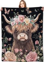 1PC Lovely Highland cow Throw Thin Blanket Gifts for friend Couch Bed Car Home Camping For Flowers animals Lovers all season use 130x150cm