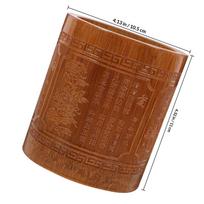Bamboo Pen Holder Vintage Carving Brush Pen Container Desktop Organizer Home Office Storage Box Chinese Style Stationery Storage