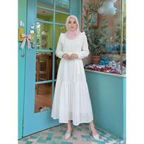 Indonesian women's medium and long dress, fungus edge stand-up collar splicing ruffle edge boutique embroidery dress S balta