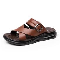 Genuine Leather Mens Summer Sandals Flat Non Slip Soft Open Toe Mens Holiday Beach Casual Walking Footwear Black Brown 39 ruda