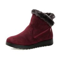 Warm Plush Non-slip Flat Winter Cotton Snow Ankle Boots for Women Fashion Ladies Winter Footwear Black Blue Plus Size up to 41 35 raudona
