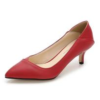 Pointed Toe 5cm Middle Heel Elegant Brand Plus Size 42 High Heel Pumps for Women Office Party Daily Wear 35 raudona