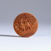 Natural Sandalwood 'Yi Lu Ping An' Carved Pendant Necklace Ornament No cord by default, contact for cord