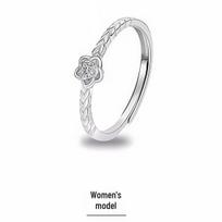 Sterling Silver 999 The Little Prince & Rose Matching Rings - High-End Fashion Silver, New Style Adjustable