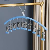 10 Clips Stainless Steel Sock Clip Pace-Saving Arc Sock Drying Rack Windproof Non-Slip Clothes Rack Underwear Clip Towel Hanger A4