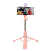 1.7m Telescopic Selfie Stick Portable Selfie Stick Tripod Bluetooth Selfie Stick  Vlog Photography rožinė