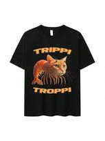 Italian Brainrot Trippi Troppi Funny Cat Meme Graphic 2025 Summer Fashion Casual Round-Neck Breathable Printed T-Shirt S įvairiaspalvis