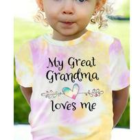 Tie-Dye Summer T-Shirt With  My Great Grandma Loves Me  Print, Casual Round Neck Short Sleeve Tee Shirt, Creative Graphic Design 110