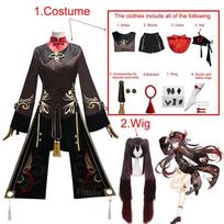 Hu Tao Cosplay Kostiumas Kinų Senovinis Kostiumas Helovino Karnavalas Hutao Drabužiai Įskaitant Kojines Skrybėlę Papuošalus L-(Costume+Wig)