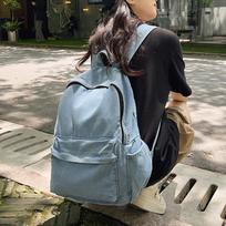 Backpack for Women Men Multi-pocket School Bag Denim Zipper Retro Rucksack Daypack Travel Gym Bag šviesiai mėlyna spalva