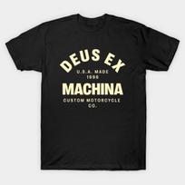 Men Black Print T-shirt Deus Ex Machina Usa 1996 No-Cut Transfer Paper Print Cotton Tshirt 2XL juoda