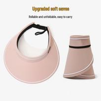 Women's Trendy UV Protection Visor Hat - Large Brim, Face Shield, Sun Hat rožinė