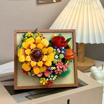 Eternal Vibrant Flower Building Block Photo Frame - Made Of Vibrant Multi-Colored Abs Plastic Home Decoration Novel Design Perfect For Home Decor S