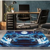 Blue Car Horses Night Sky Crystal Velvet Rug Racing Automotive Theme Bedroom Office Floor Mat Fantasy Speed Decor Modern Art 50x80cm
