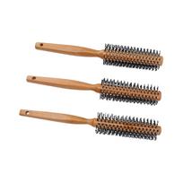3pcs Round Hair Brush Portable Wooden Handle Detangles Styling Brush for All Hair Types