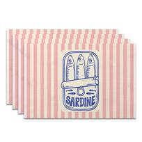 4Pcs, French Retro Sardine Placemats, the Best Placemats, Washable, Suitable for Holiday Parties, Home Decor 4PCS