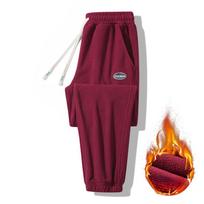 Žiemos šiltos, storos sportinės kelnės Vyriški bėgikai, elastinga juosmens raišteliai, laisvalaikio kelnės Vyriškos prekės ženklo „Polar Fleece“ kelnės, plius dydis 8XL S raudona