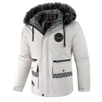 Men's Fleece Lined Parka Jacket Hooded Jacket Warm Winter Zip Up Coat With Pockets Thicken Faux Fur Lining Jackets Windproof Outerwear Coats for Men M balta