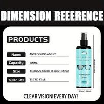 Nano Anti-Fog Spray, Suitable for Glasses, Car Windows, Swimming and Ski Goggles, Helmets - Long-Lasting, Traceless Formula, Quick Applicatio