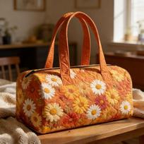 Quilted Duffel Tote Bag Travel Handbag Fitness Beach Bag Bohemian Floral Print Casual Vacation Camping Mixed Color Cruise Aesthetic Weekender 16''x8''x8''