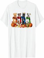Funny Pitbull Fall Dog Retro Thanksgiving T-Shirt S įvairiaspalvis