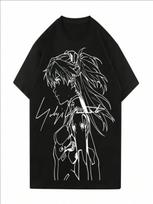 Anime EVA Lingboli Asuka Pattern Printed Cotton T-Shirt For unisex And Wounisex Loose Short Sleeve Fashion Casual T-Shirt Top S įvairiaspalvis