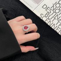 Elegant Zircon Ruby Earrings & Retro European-American Colored Gem Ring for Women žiedo spalva