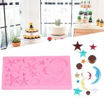 Silikoninė šokolado forma nelipni Mėnulio Žvaigždės forma Saulės Mėnulio dizainas Torto krašto forma Fondantas Gumpaste rožinė