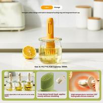 Telescopic Oil Brush Bottle, Glass Oil Bottle, Kitchen Baking Oil Brush, Outdoor Barbecue Oil Brush, Heat-Resistant Oil Brush oranžinė