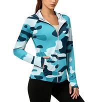 Women's Lightweight Zip Up Hoodie with Hood and Pockets Long Sleeve Camouflage Sun Protection Jacket for Outdoor Activities L